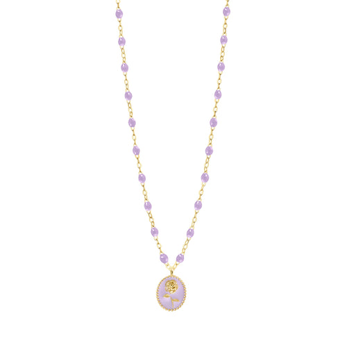 Gigi Clozeau - Collier Rose résine parme, or jaune, 42 cm