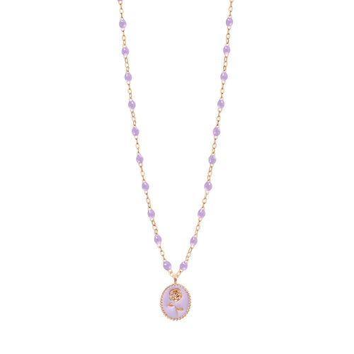 Gigi Clozeau - Collier Rose résine parme, or rose, 42 cm