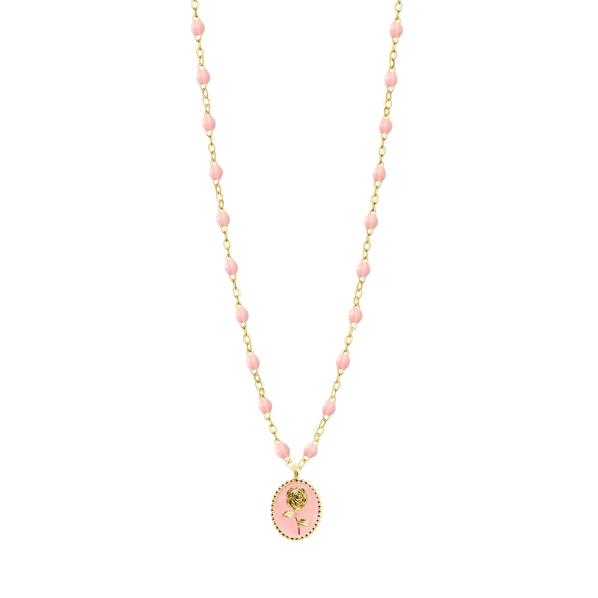 Gigi Clozeau - Collier Rose résine rose bébé, or jaune, 42 cm