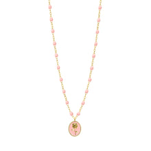 Gigi Clozeau - Collier Rose résine rose bébé, or jaune, 42 cm