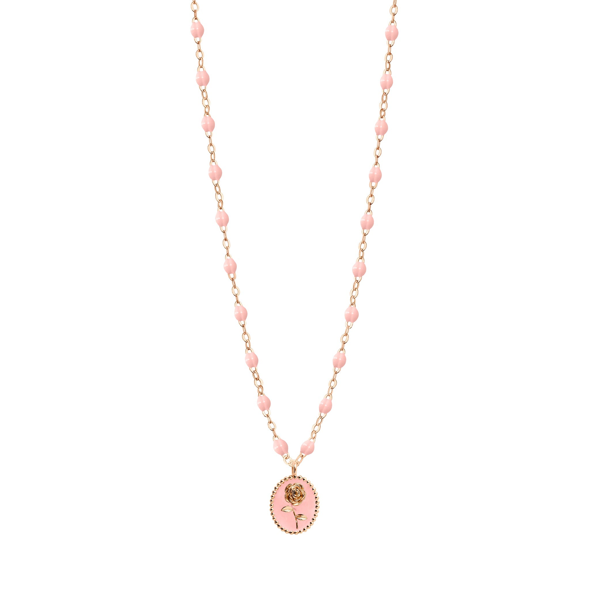 Gigi Clozeau - Collier Rose résine rose bébé, or rose, 42 cm