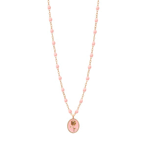 Gigi Clozeau - Collier Rose résine rose bébé, or rose, 42 cm