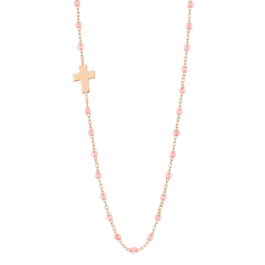 Gigi Clozeau - Collier rosée Croix de côté, or rose, 42 cm