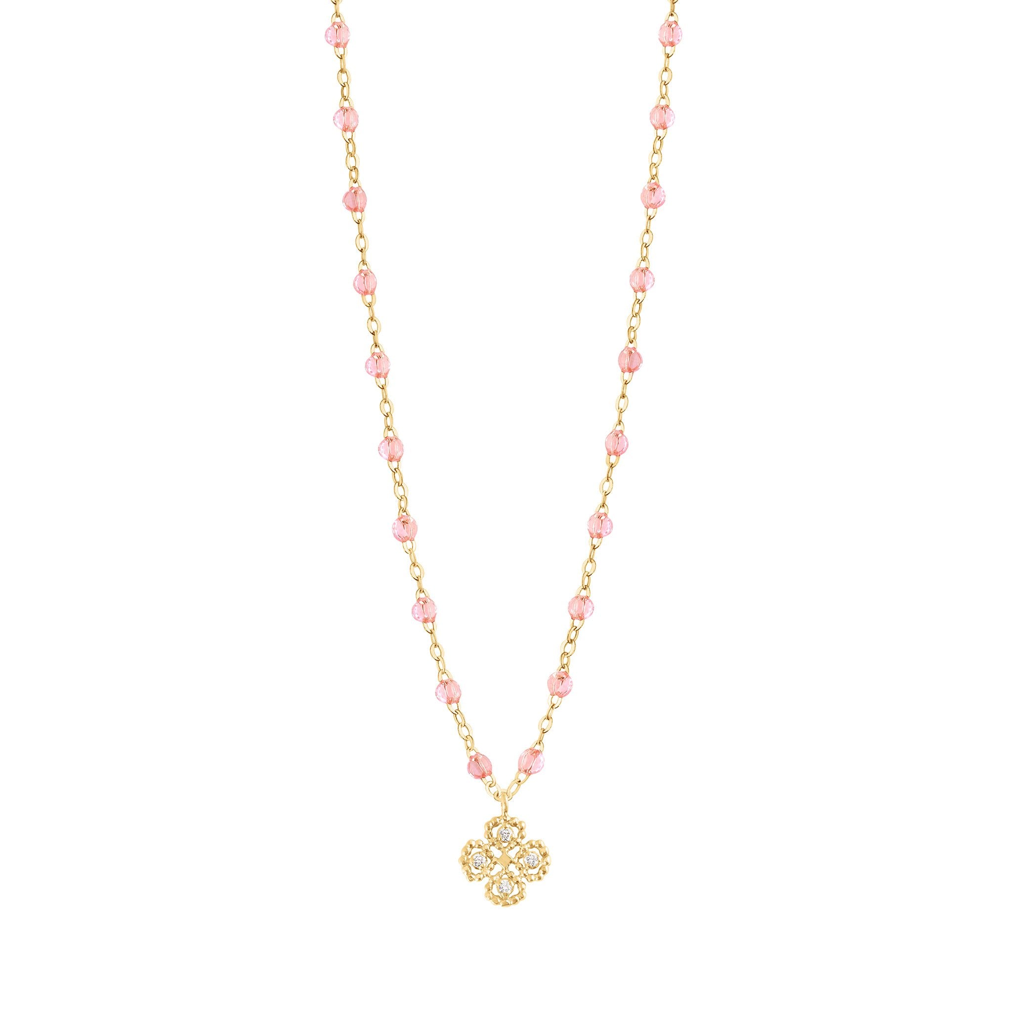 Gigi Clozeau - Collier rosée Lucky Trèfle, diamants, or jaune, 42 cm
