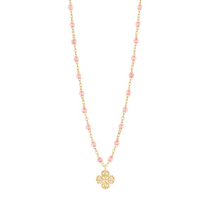 Gigi Clozeau - Collier rosée Lucky Trèfle, diamants, or jaune, 42 cm