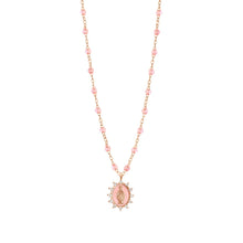 Gigi Clozeau - Collier rosée Petite Madone Suprême rose bébé, diamants, or rose, 50 cm
