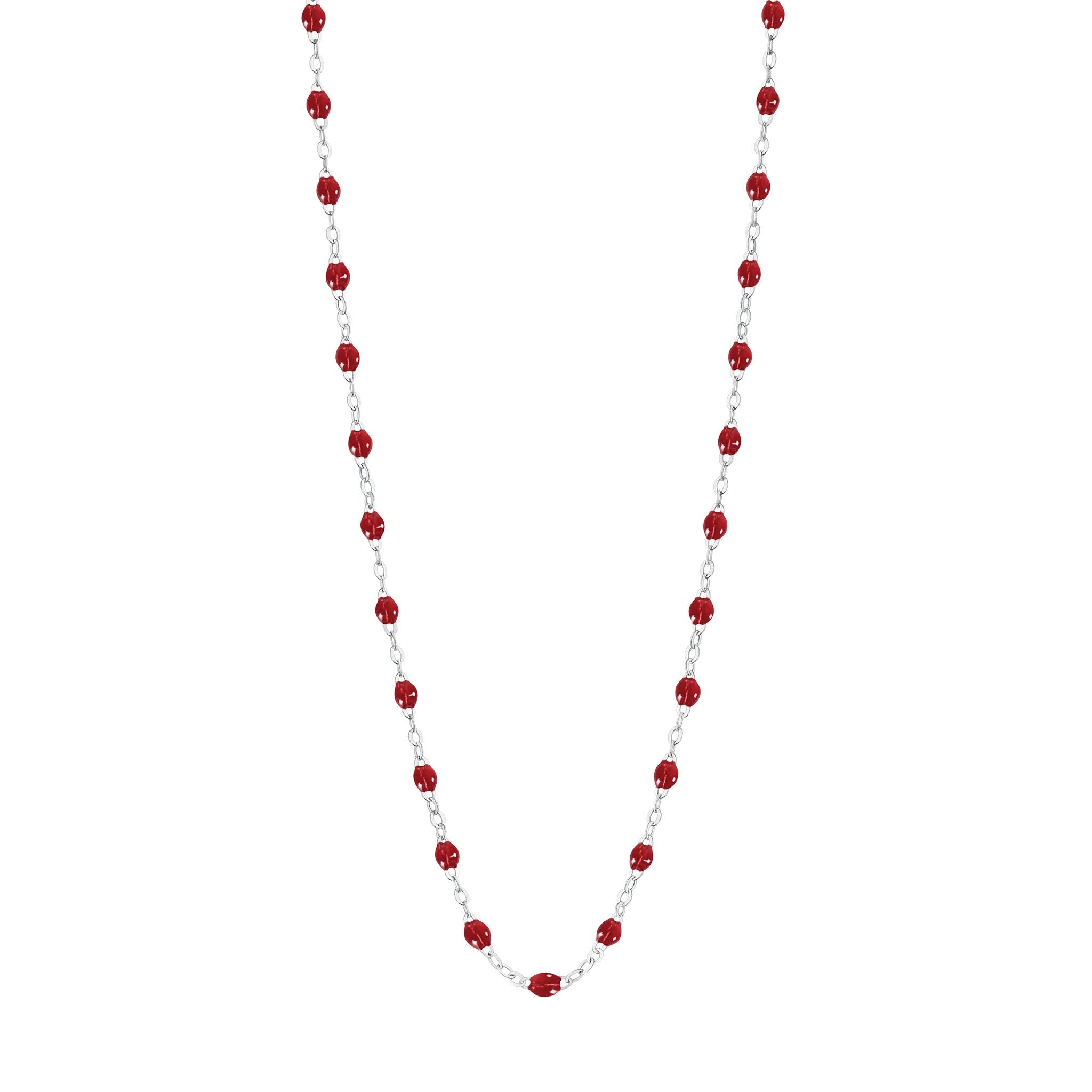 Gigi Clozeau - Collier rouge Classique Gigi, or blanc, 42 cm