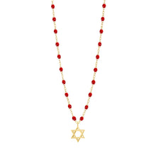 Gigi Clozeau - Collier rubis Etoile de David, or jaune, 42 cm