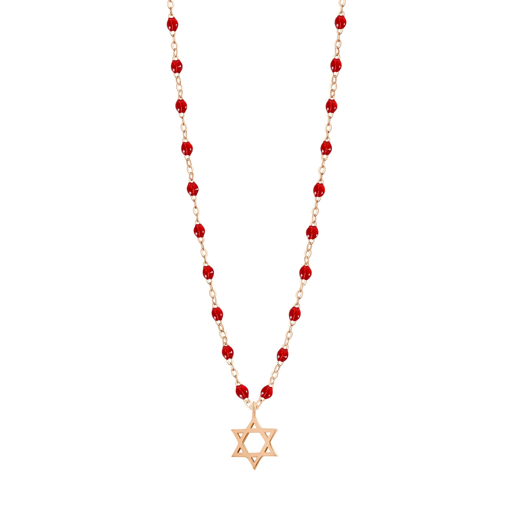 Gigi Clozeau - Collier rubis Etoile de David, or rose, 42 cm