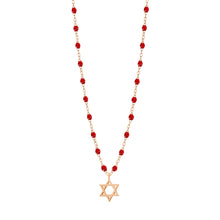 Gigi Clozeau - Collier rubis Etoile de David, or rose, 42 cm