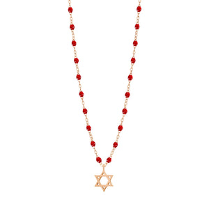 Gigi Clozeau - Collier rubis Etoile de David, or rose, 42 cm