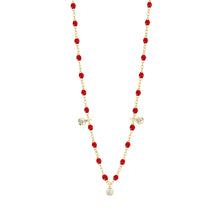 Gigi Clozeau - Collier rubis Gigi Suprême, or jaune, 3 diamants, 45 cm