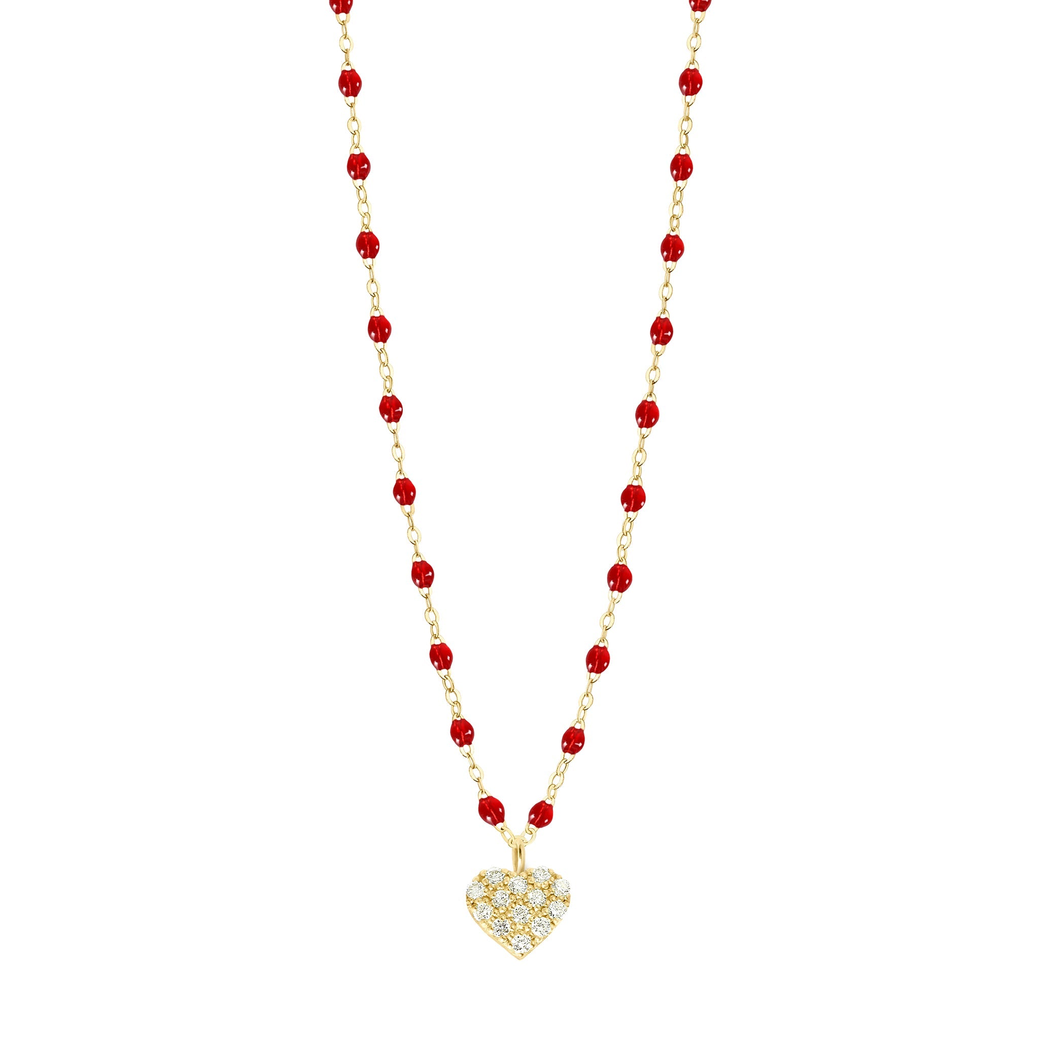 Gigi Clozeau - Collier rubis In Love, diamants, or jaune, 42 cm