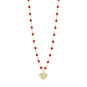 Gigi Clozeau - Collier rubis In Love, diamants, or jaune, 42 cm