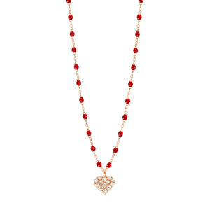 Gigi Clozeau - Collier rubis In Love, diamants, or rose, 42 cm