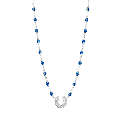 Gigi Clozeau - Collier saphir Fer à cheval, diamants, or blanc, 42 cm