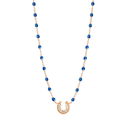 Gigi Clozeau - Collier saphir Fer à cheval, diamants, or rose, 42 cm