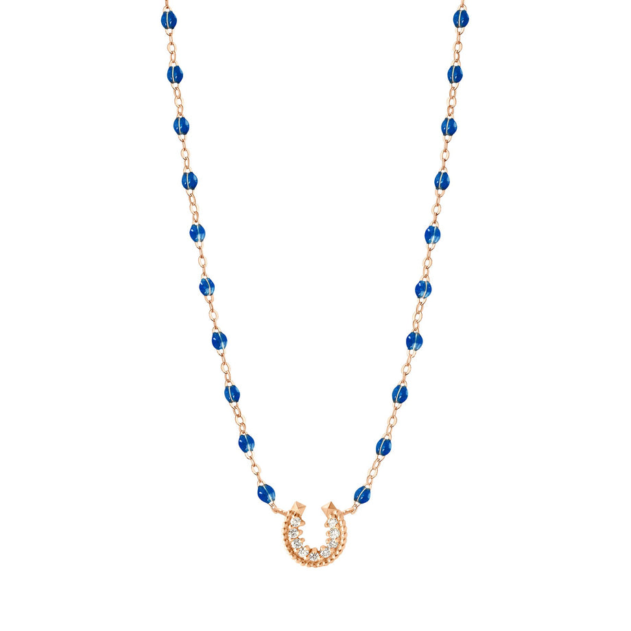 Gigi Clozeau - Collier saphir Fer à cheval, diamants, or rose, 42 cm