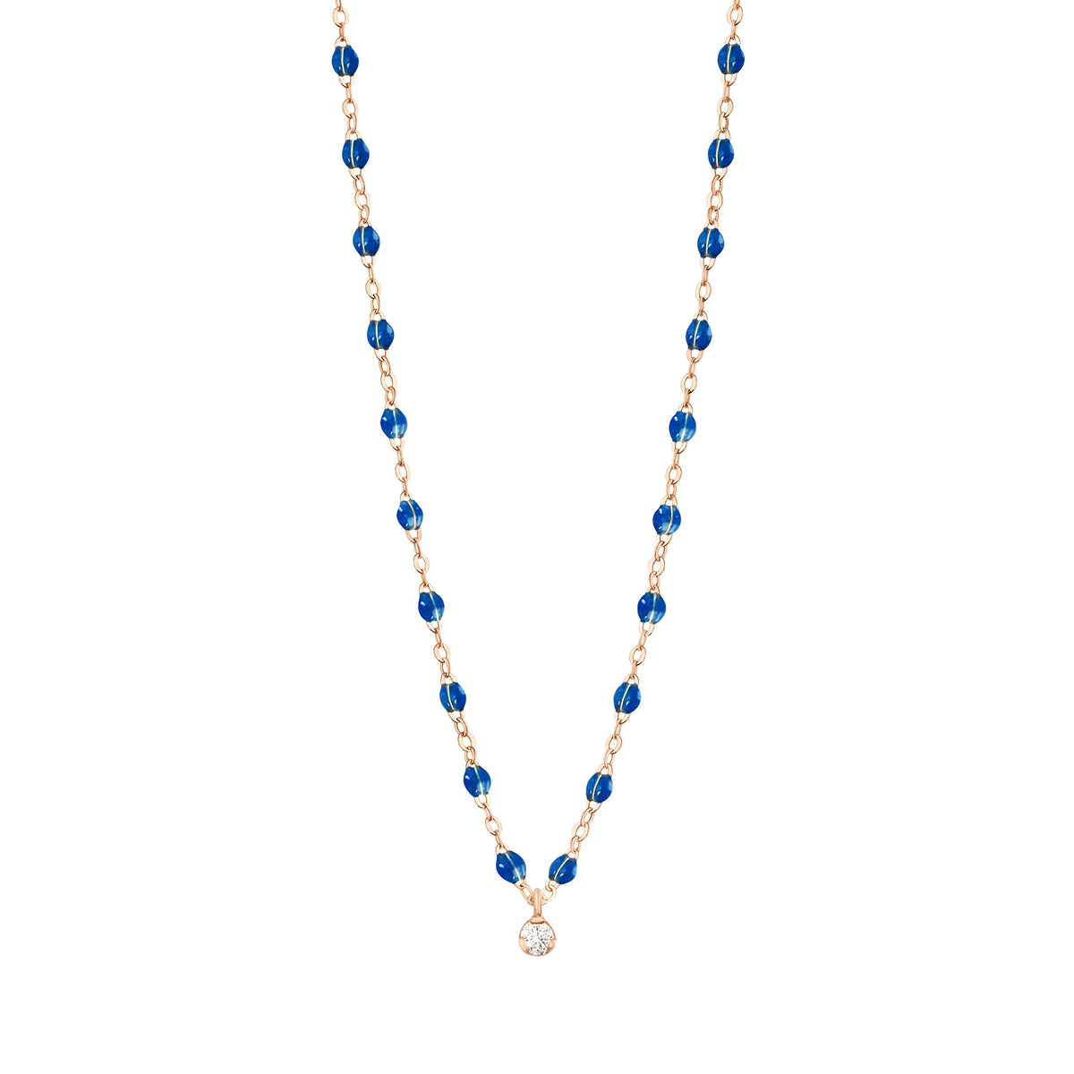 Gigi Supreme Classic 1 Diamond Necklace, Sapphire, Rose Gold, 42 cm ...