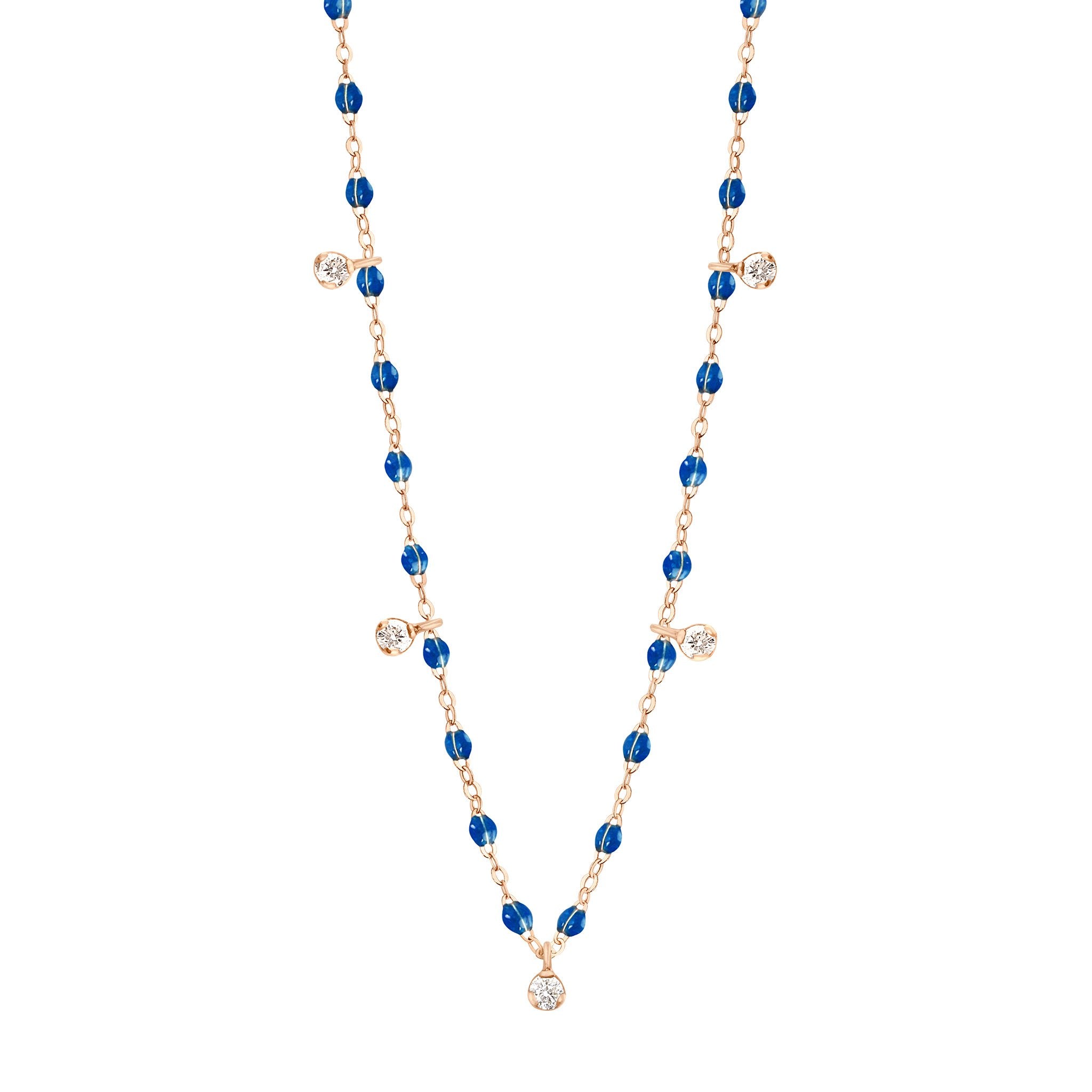 Gigi Clozeau - Collier saphir Gigi Suprême, or rose, 5 diamants, 45 cm