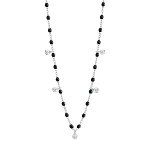 Gigi Clozeau - Collier scarabée Gigi Suprême, or blanc, 5 diamants, 45 cm