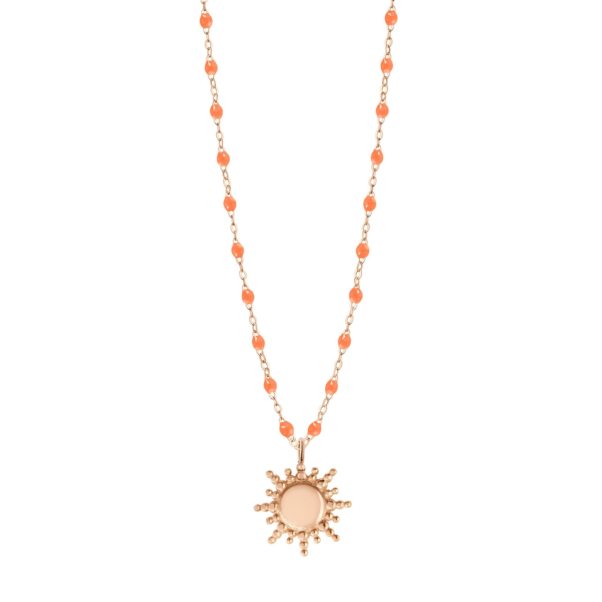 Gigi Clozeau - Collier Soleil orange fluo, or rose, 42 cm