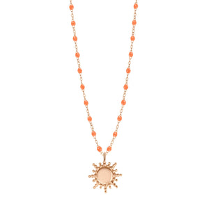 Gigi Clozeau - Collier Soleil orange fluo, or rose, 42 cm