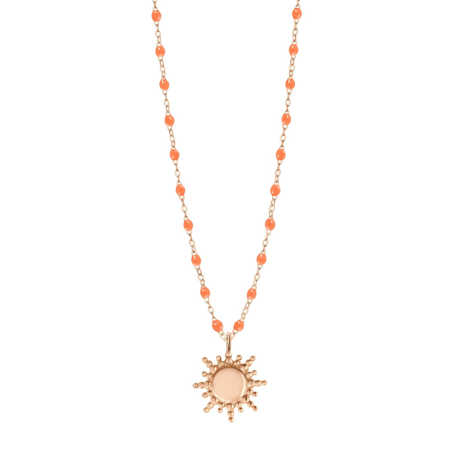 Gigi Clozeau - Collier Soleil orange fluo, or rose, 42 cm