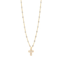 Gigi Clozeau - Collier sparkle Croix diamants, or jaune, 42 cm