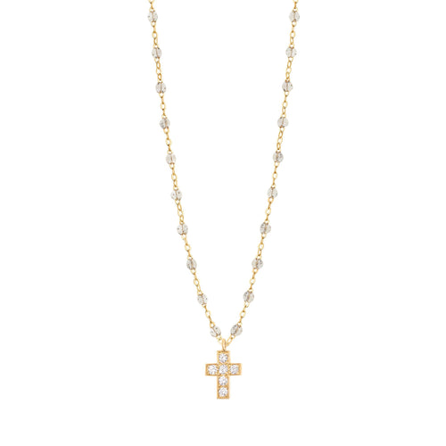 Gigi Clozeau - Collier sparkle Croix diamants, or jaune, 42 cm