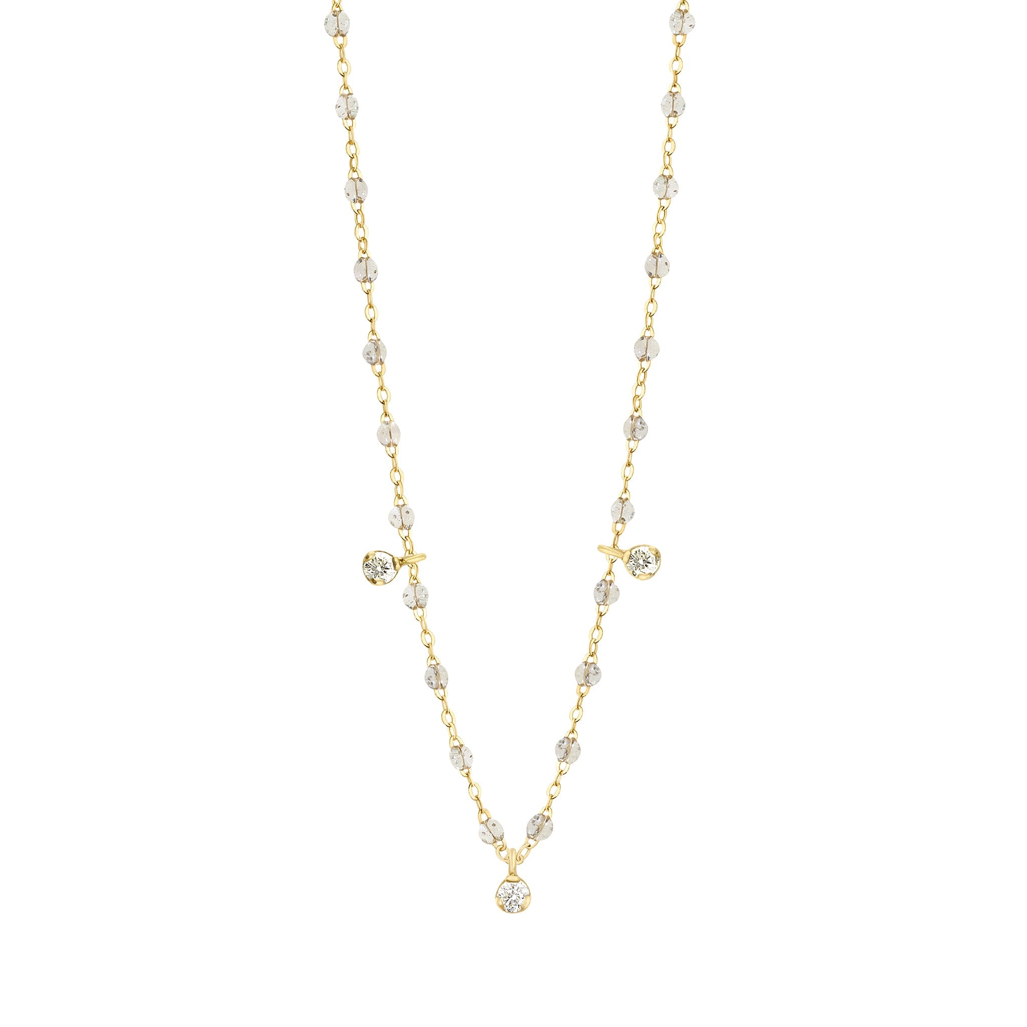Gigi Clozeau - Collier sparkle Gigi Suprême, or jaune, 3 diamants, 45 cm