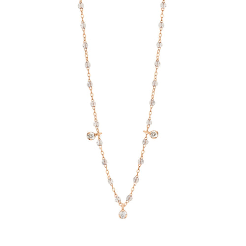 Gigi Clozeau - Collier sparkle Gigi Suprême, or rose, 3 diamants, 45 cm