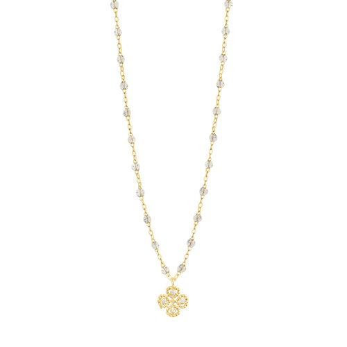 Gigi Clozeau - Collier sparkle Lucky Trèfle, diamants, or jaune, 42 cm