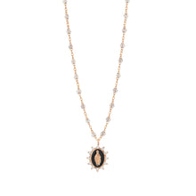 Gigi Clozeau - Collier Sparkle Petite Madone Suprême noire, diamants, or rose, 50 cm