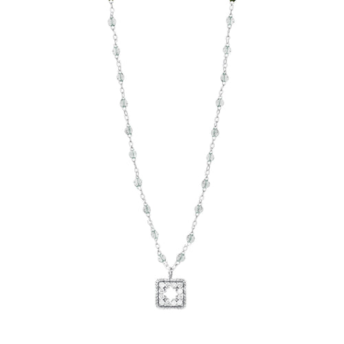 Gigi Clozeau - Collier sparkle Trésor, diamants, or blanc, 42 cm
