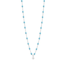 Gigi Clozeau - Collier turquoise Gigi Suprême, or blanc, 1 diamant, 42 cm