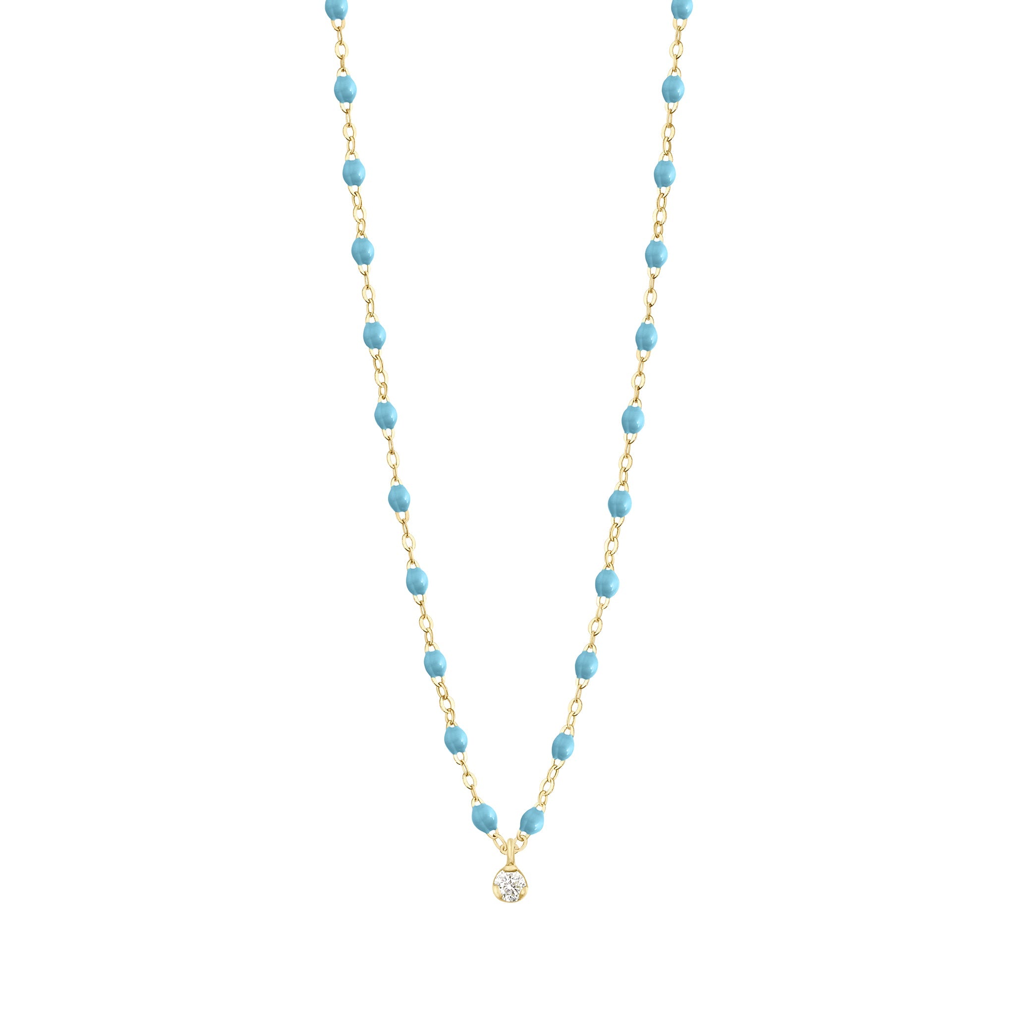 Gigi Clozeau - Collier turquoise Gigi Suprême, or jaune, 1 diamant, 42 cm