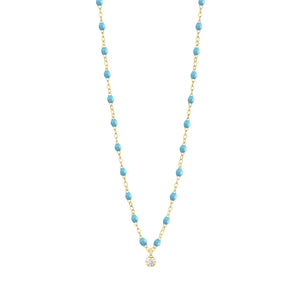 Gigi Clozeau - Collier turquoise Gigi Suprême, or jaune, 1 diamant, 42 cm
