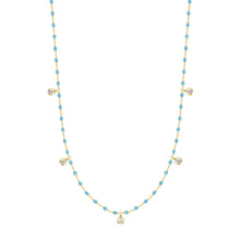 Gigi Clozeau - Collier turquoise Mini Gigi, or jaune, 5 diamants, 55 cm