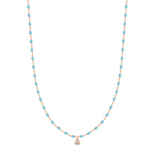 Gigi Clozeau - Collier turquoise Mini Gigi, or rose, 1 diamant, 40 cm