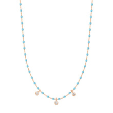 Gigi Clozeau - Collier turquoise Mini Gigi, or rose, 3 diamants, 42 cm