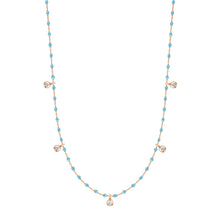 Gigi Clozeau - Collier turquoise Mini Gigi, or rose, 5 diamants, 55 cm