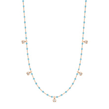 Gigi Clozeau - Collier turquoise Mini Gigi, or rose, 5 diamants, 55 cm
