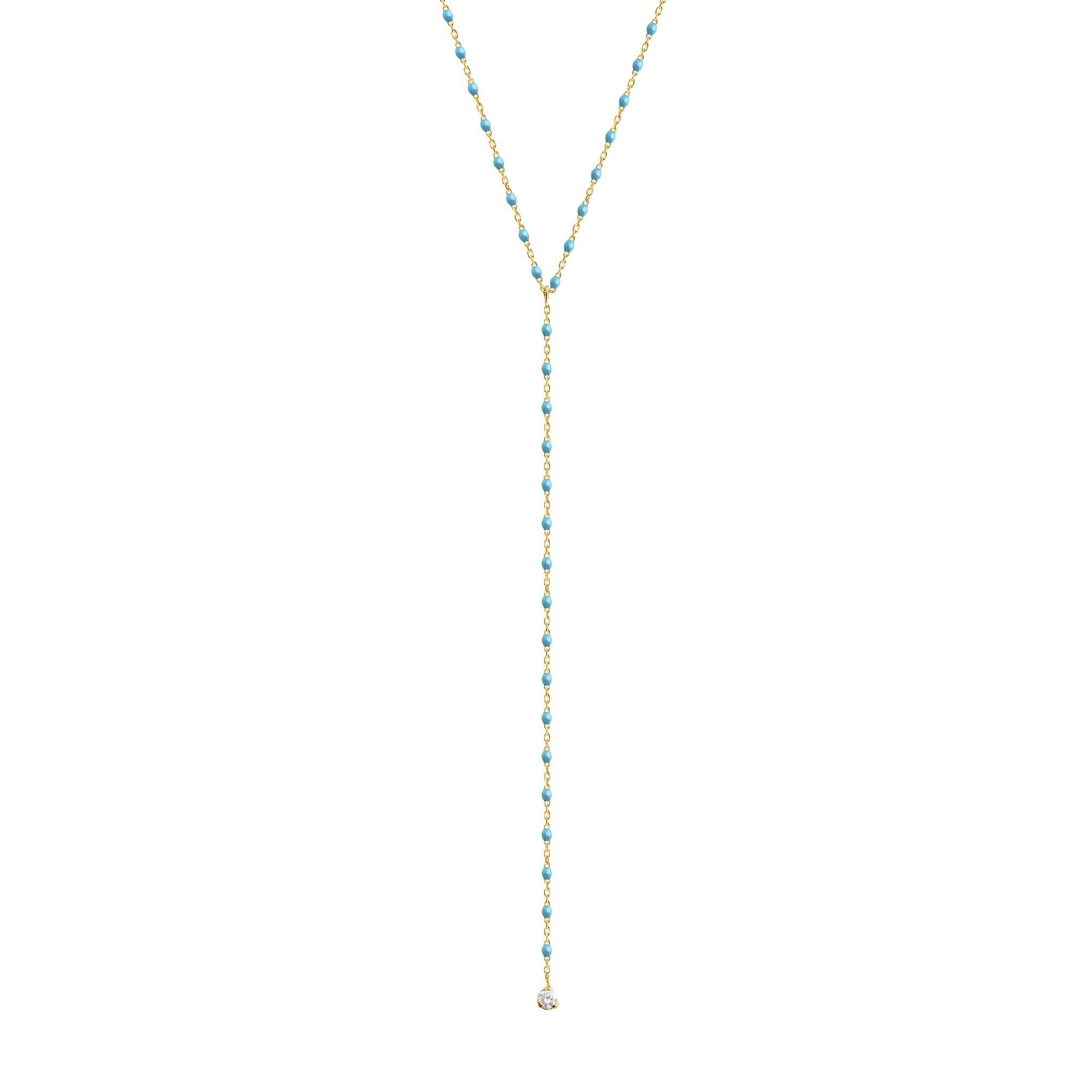 Gigi Clozeau - Collier turquoise Mini Gigi party Y, or jaune, 1 diamant, 50 cm