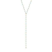 Gigi Clozeau - Collier turquoise Mini Gigi party Y, or jaune, 1 diamant, 50 cm