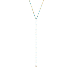 Gigi Clozeau - Collier turquoise Mini Gigi party Y, or jaune, 1 diamant, 50 cm