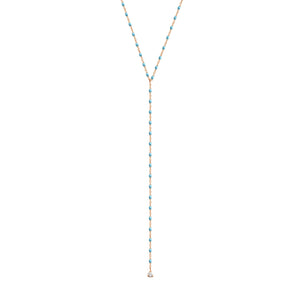Gigi Clozeau - Collier turquoise Mini Gigi party Y, or rose, 1 diamant, 50 cm