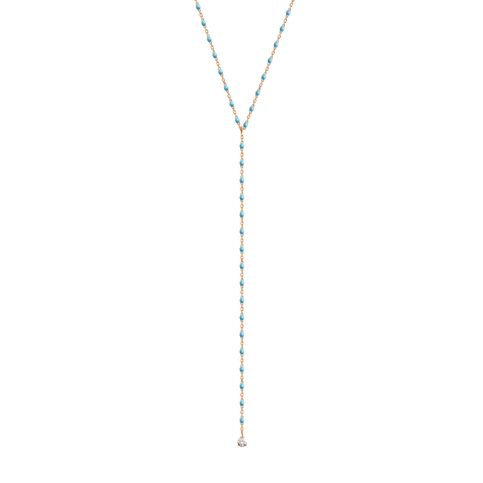 Gigi Clozeau - Collier turquoise Mini Gigi party Y, or rose, 1 diamant, 50 cm