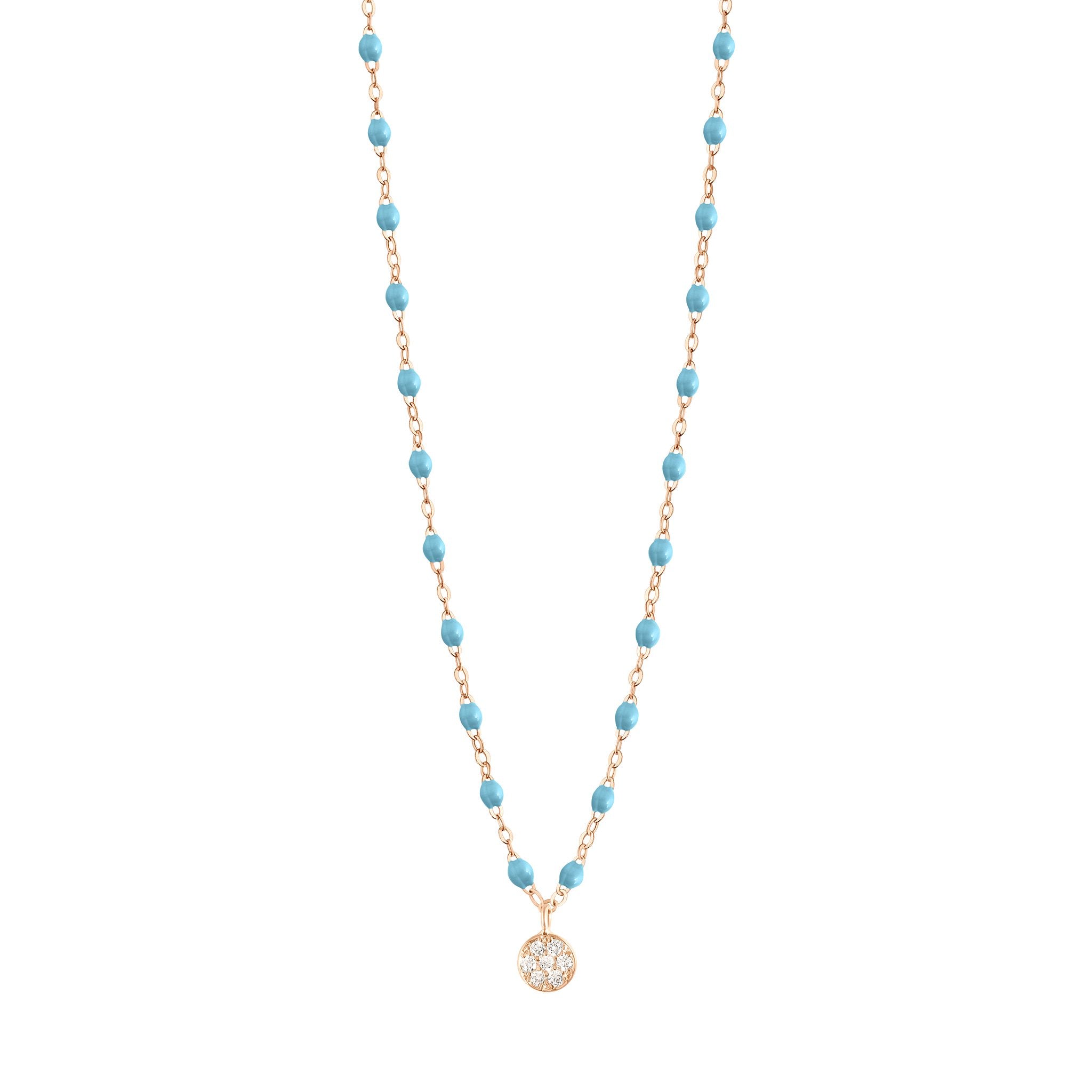 Gigi Clozeau - Collier turquoise Puce diamants, or rose, 42 cm