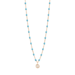 Gigi Clozeau - Collier turquoise Puce diamants, or rose, 42 cm